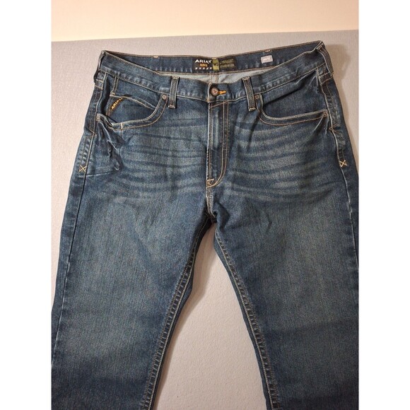 Ariat Rebar M5 Jeans Men 40x30 Blue Dark Wash Denim Western Cowboy Straight EUC - Picture 2 of 12